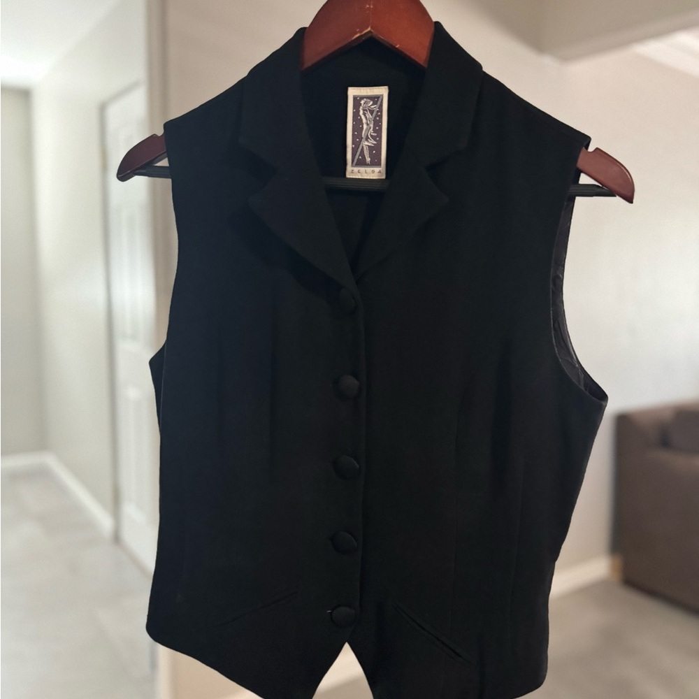 90s VINTAGE Black Button-Up Vest